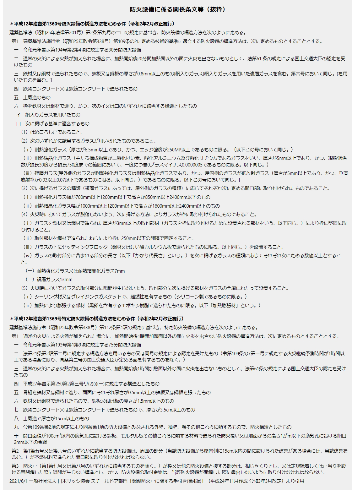 防火設備に係る関係条文